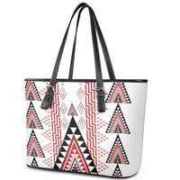 Aotearoa Taniko Leather Tote Bag Niho Taniwha Purapura Whetu Mix Poutama