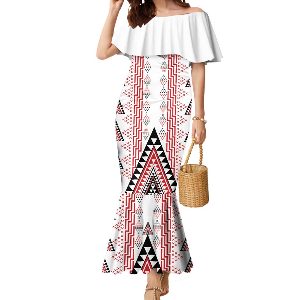 Aotearoa Taniko Mermaid Dress Niho Taniwha Purapura Whetu Mix Poutama