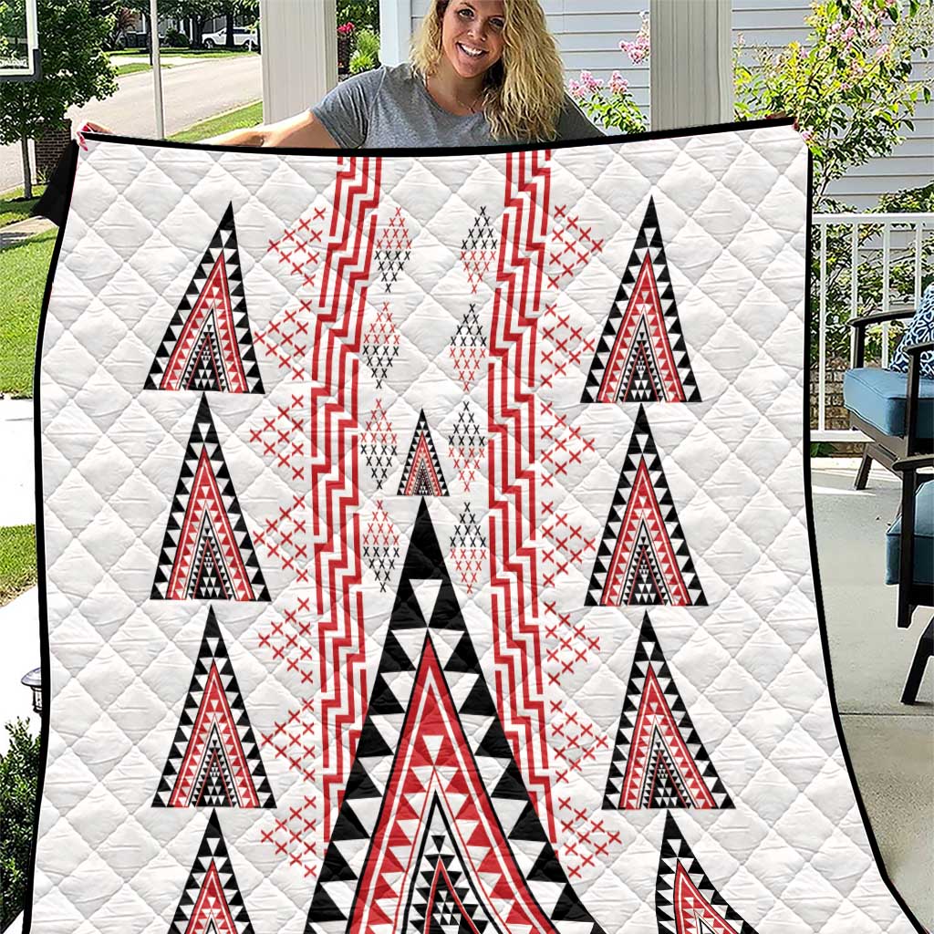 Aotearoa Taniko Quilt Niho Taniwha Purapura Whetu Mix Poutama LT14 White - Polynesian Pride