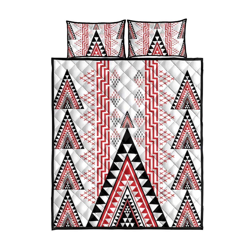 Aotearoa Taniko Quilt Bed Set Niho Taniwha Purapura Whetu Mix Poutama
