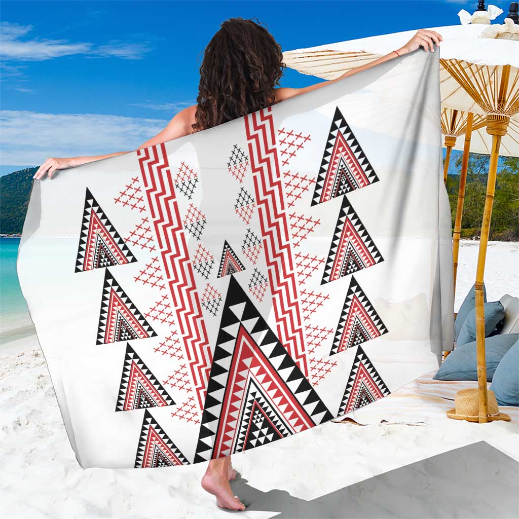 Aotearoa Taniko Sarong Niho Taniwha Purapura Whetu Mix Poutama LT14 One Size 44 x 66 inches White - Polynesian Pride