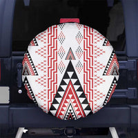Aotearoa Taniko Spare Tire Cover Niho Taniwha Purapura Whetu Mix Poutama LT14 No hole White - Polynesian Pride