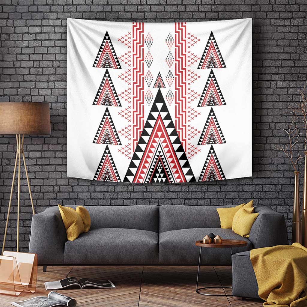 Aotearoa Taniko Tapestry Niho Taniwha Purapura Whetu Mix Poutama LT14 White - Polynesian Pride