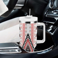 Aotearoa Taniko Tumbler With Handle Niho Taniwha Purapura Whetu Mix Poutama