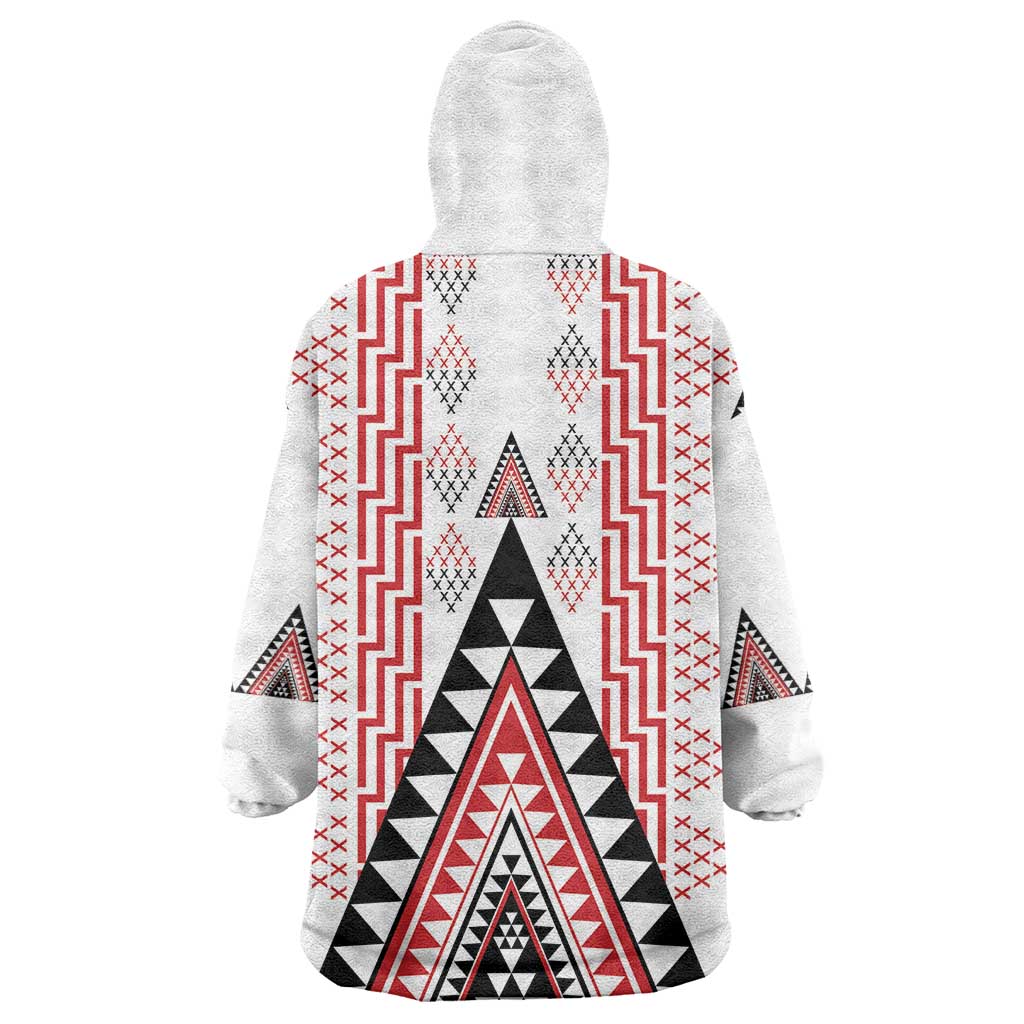 Aotearoa Taniko Wearable Blanket Hoodie Niho Taniwha Purapura Whetu Mix Poutama