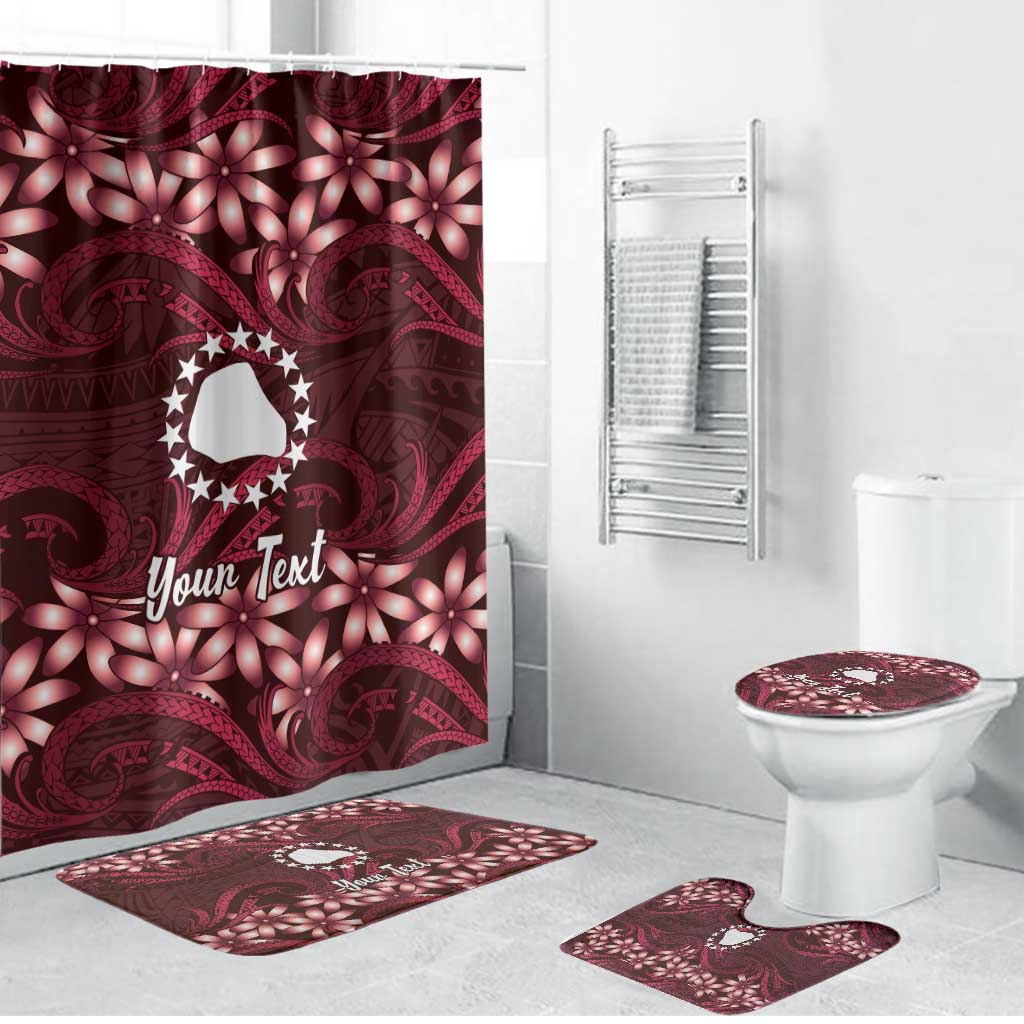 Personalised Cook Islands Mangaia Bathroom Set Tiare Maori Polynesian Waves Tattoo LT14 Bathroom Set (4 pcs) Burgundy - Polynesian Pride