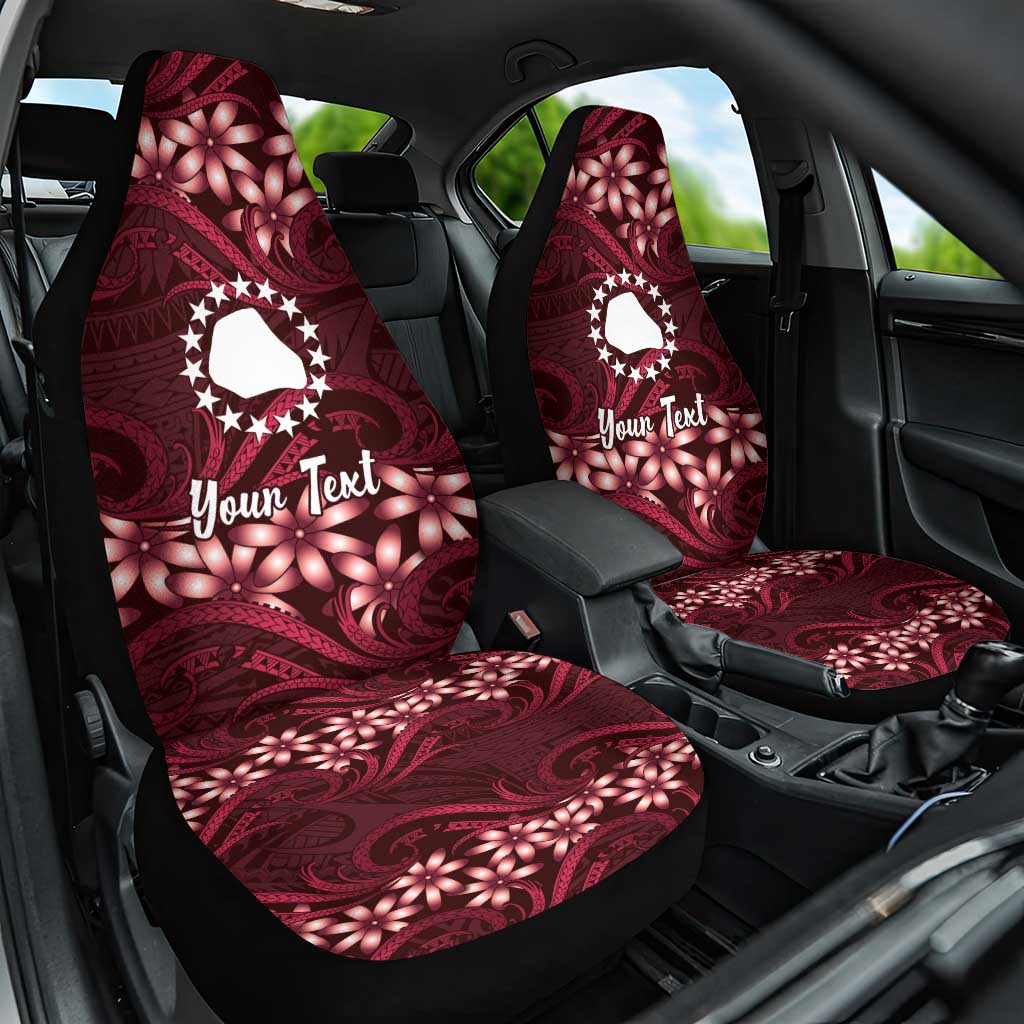 Personalised Cook Islands Mangaia Car Seat Cover Tiare Maori Polynesian Waves Tattoo