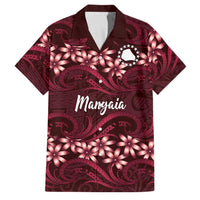 Personalised Cook Islands Mangaia Family Matching Off Shoulder Short Dress and Hawaiian Shirt Tiare Maori Polynesian Waves Tattoo LT14 Dad's Shirt - Short Sleeve Burgundy - Polynesian Pride