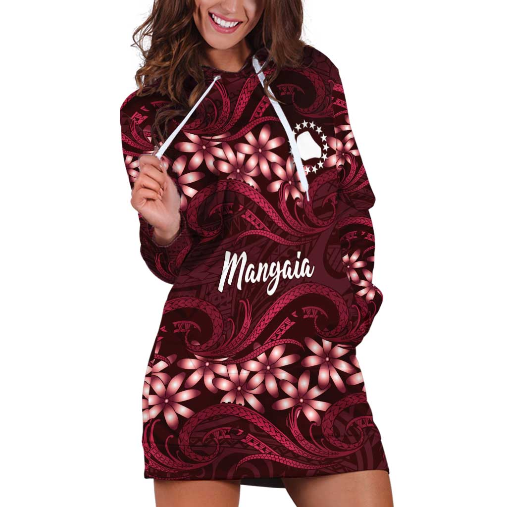 Personalised Cook Islands Mangaia Hoodie Dress Tiare Maori Polynesian Waves Tattoo
