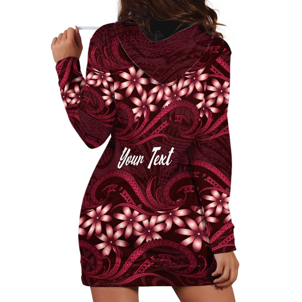 Personalised Cook Islands Mangaia Hoodie Dress Tiare Maori Polynesian Waves Tattoo
