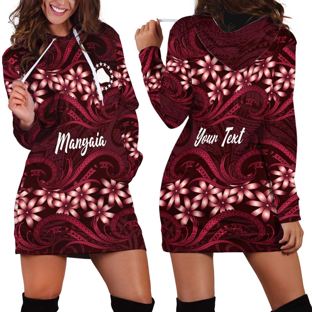 Personalised Cook Islands Mangaia Hoodie Dress Tiare Maori Polynesian Waves Tattoo