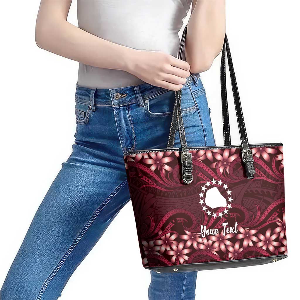 Personalised Cook Islands Mangaia Leather Tote Bag Tiare Maori Polynesian Waves Tattoo LT14 - Polynesian Pride