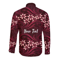 Personalised Cook Islands Mangaia Long Sleeve Button Shirt Tiare Maori Polynesian Waves Tattoo LT14 - Polynesian Pride