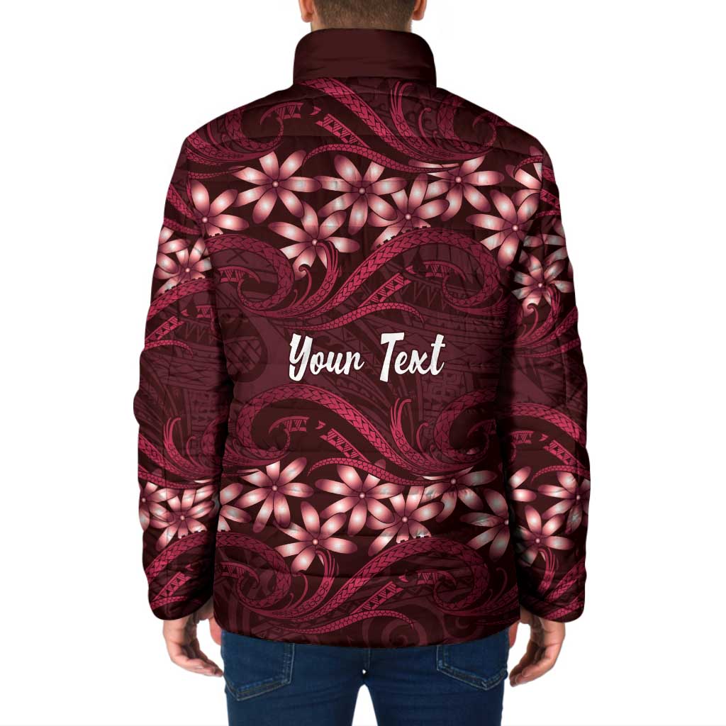 Personalised Cook Islands Mangaia Padded Jacket Tiare Maori Polynesian Waves Tattoo LT14 - Polynesian Pride