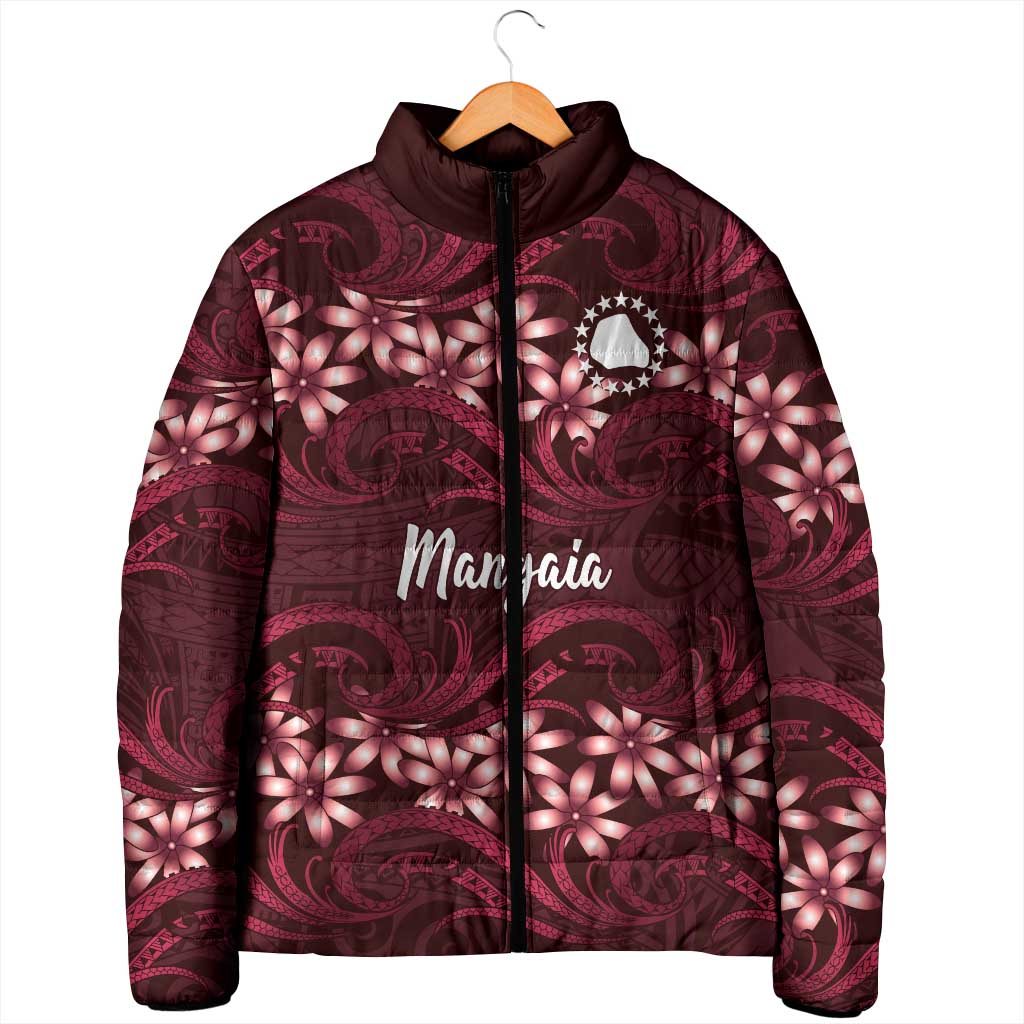 Personalised Cook Islands Mangaia Padded Jacket Tiare Maori Polynesian Waves Tattoo LT14 - Polynesian Pride