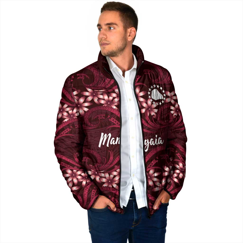 Personalised Cook Islands Mangaia Padded Jacket Tiare Maori Polynesian Waves Tattoo LT14 - Polynesian Pride