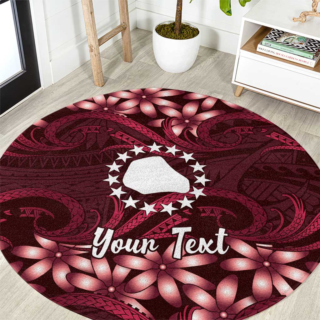 Personalised Cook Islands Mangaia Round Carpet Tiare Maori Polynesian Waves Tattoo