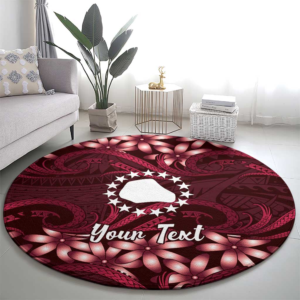 Personalised Cook Islands Mangaia Round Carpet Tiare Maori Polynesian Waves Tattoo