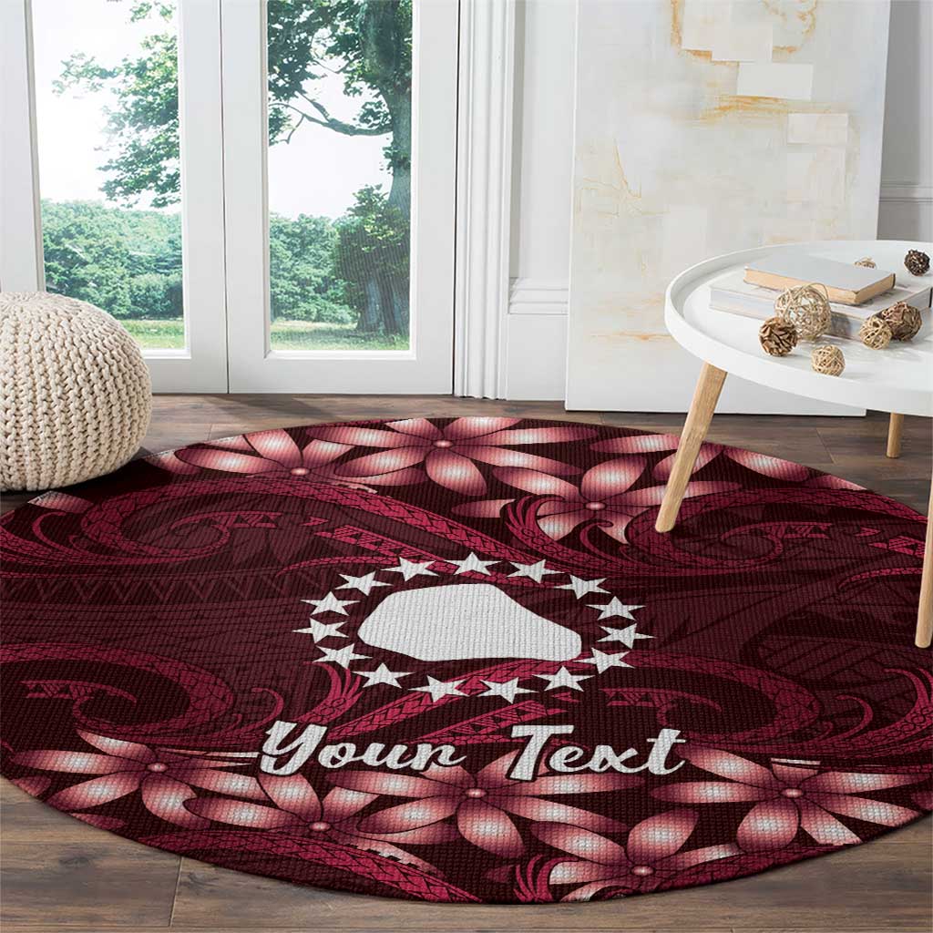 Personalised Cook Islands Mangaia Round Carpet Tiare Maori Polynesian Waves Tattoo