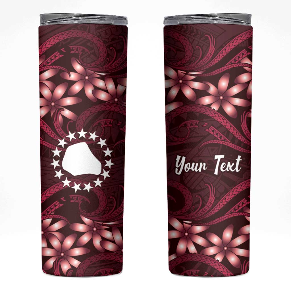 Personalised Cook Islands Mangaia Skinny Tumbler Tiare Maori Polynesian Waves Tattoo