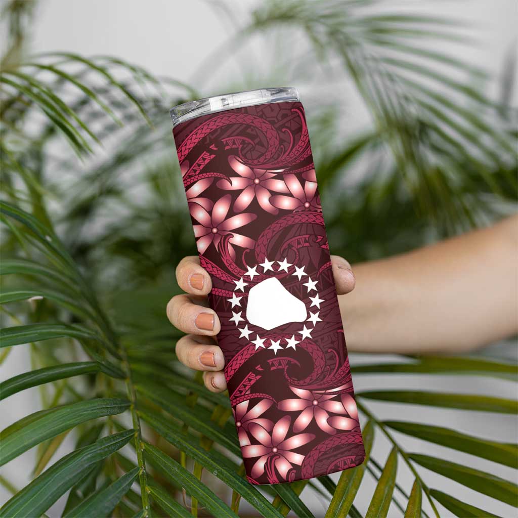 Personalised Cook Islands Mangaia Skinny Tumbler Tiare Maori Polynesian Waves Tattoo