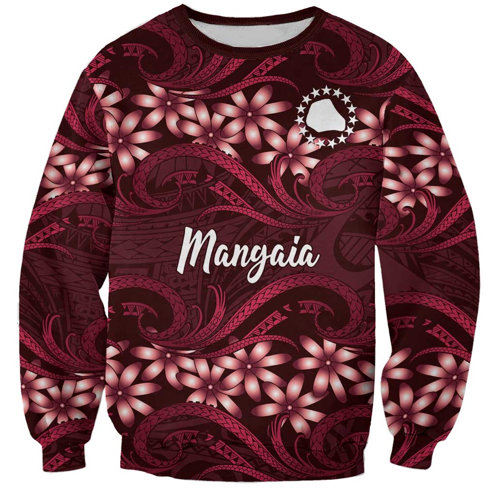 Personalised Cook Islands Mangaia Sweatshirt Tiare Maori Polynesian Waves Tattoo