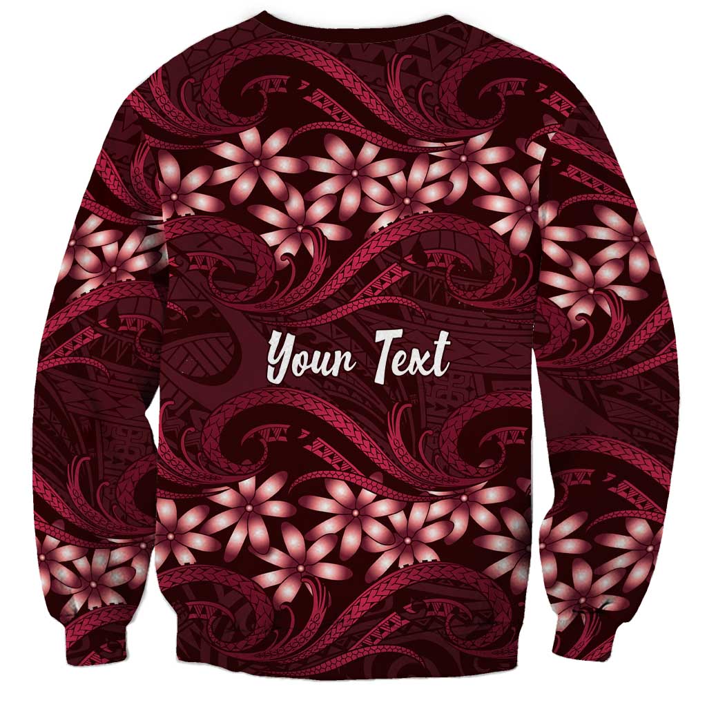 Personalised Cook Islands Mangaia Sweatshirt Tiare Maori Polynesian Waves Tattoo