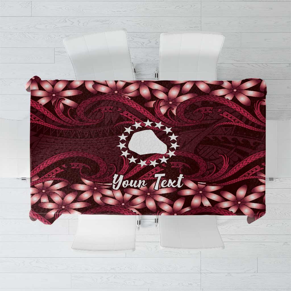 Personalised Cook Islands Mangaia Tablecloth Tiare Maori Polynesian Waves Tattoo