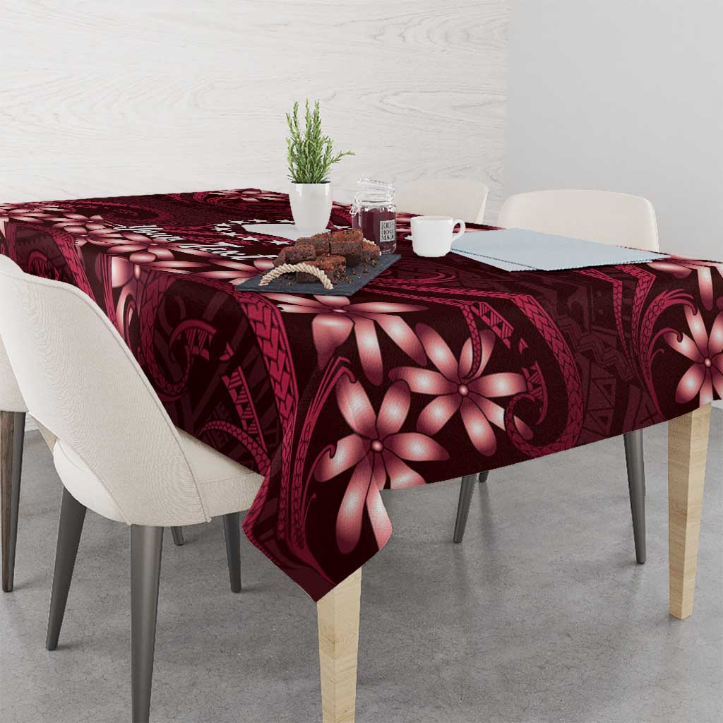Personalised Cook Islands Mangaia Tablecloth Tiare Maori Polynesian Waves Tattoo