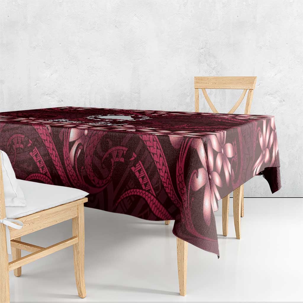 Personalised Cook Islands Mangaia Tablecloth Tiare Maori Polynesian Waves Tattoo