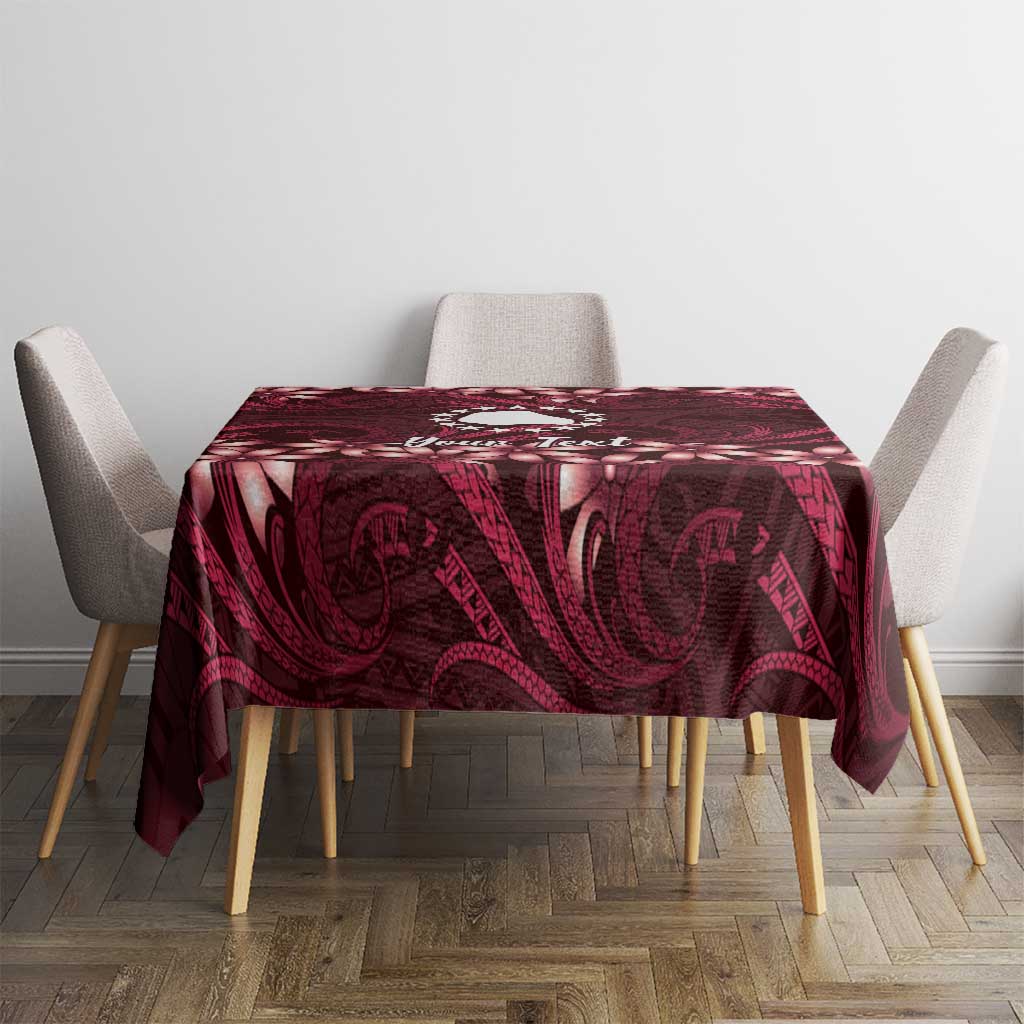 Personalised Cook Islands Mangaia Tablecloth Tiare Maori Polynesian Waves Tattoo