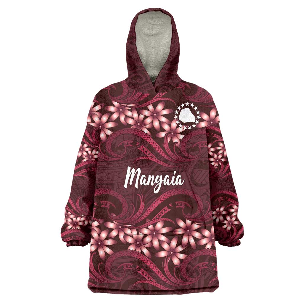 Personalised Cook Islands Mangaia Wearable Blanket Hoodie Tiare Maori Polynesian Waves Tattoo