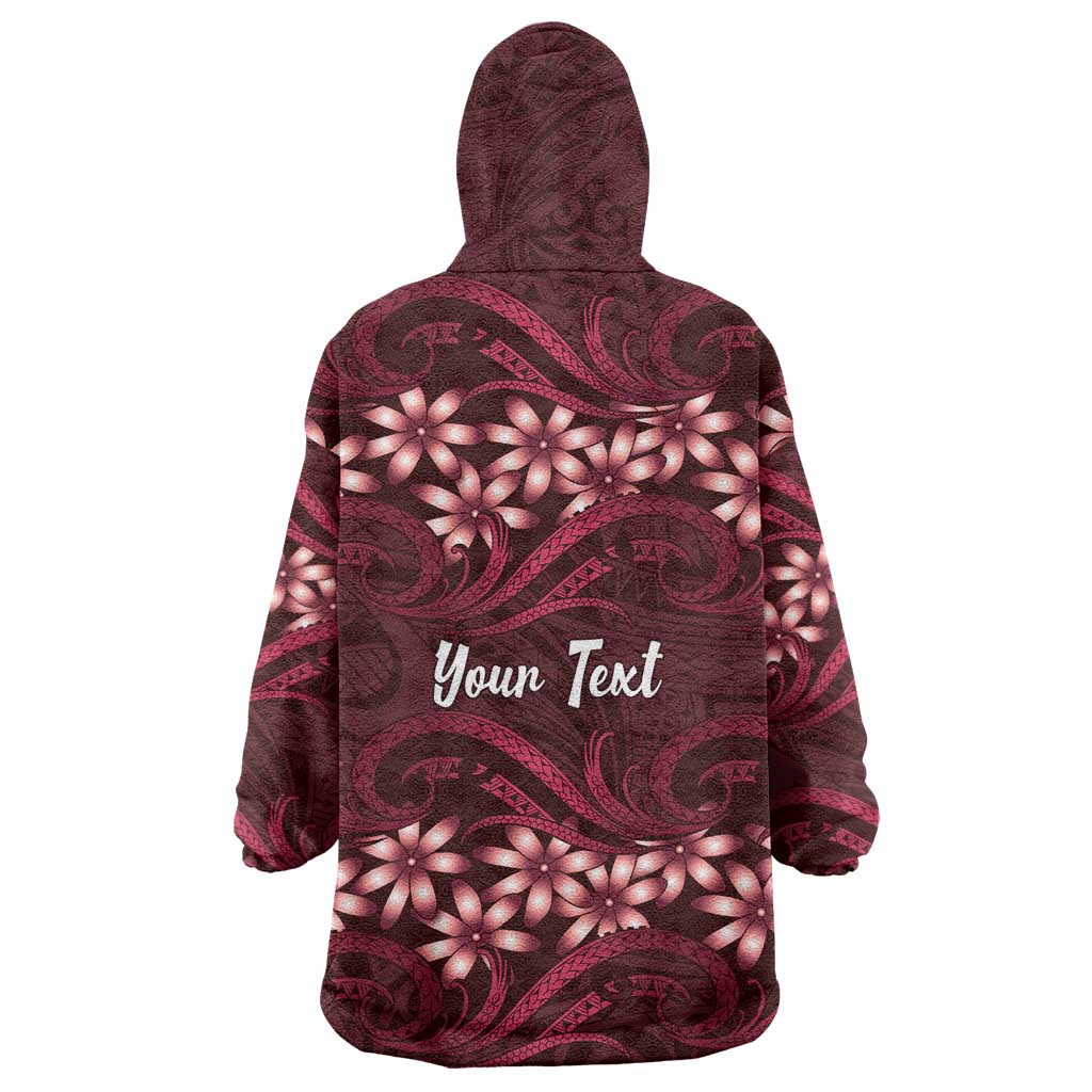 Personalised Cook Islands Mangaia Wearable Blanket Hoodie Tiare Maori Polynesian Waves Tattoo