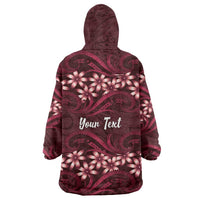 Personalised Cook Islands Mangaia Wearable Blanket Hoodie Tiare Maori Polynesian Waves Tattoo