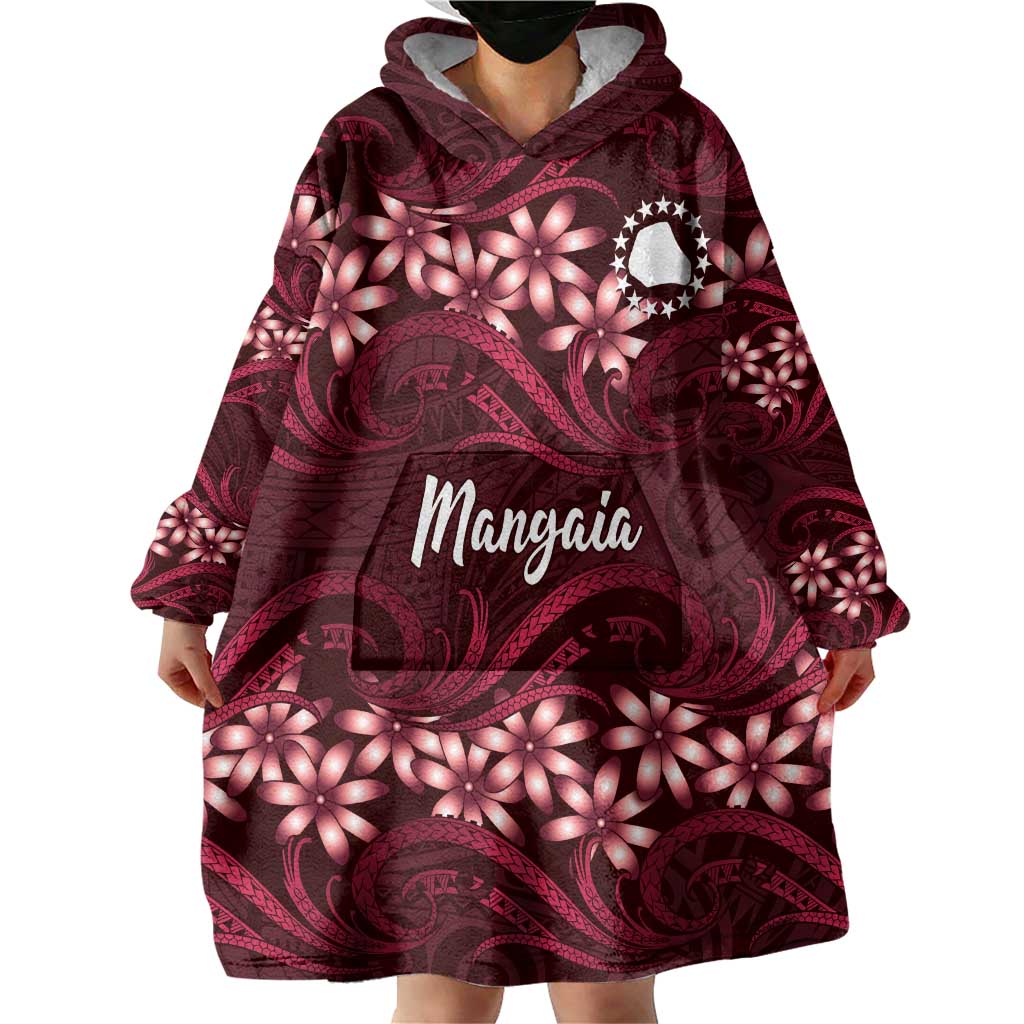 Personalised Cook Islands Mangaia Wearable Blanket Hoodie Tiare Maori Polynesian Waves Tattoo