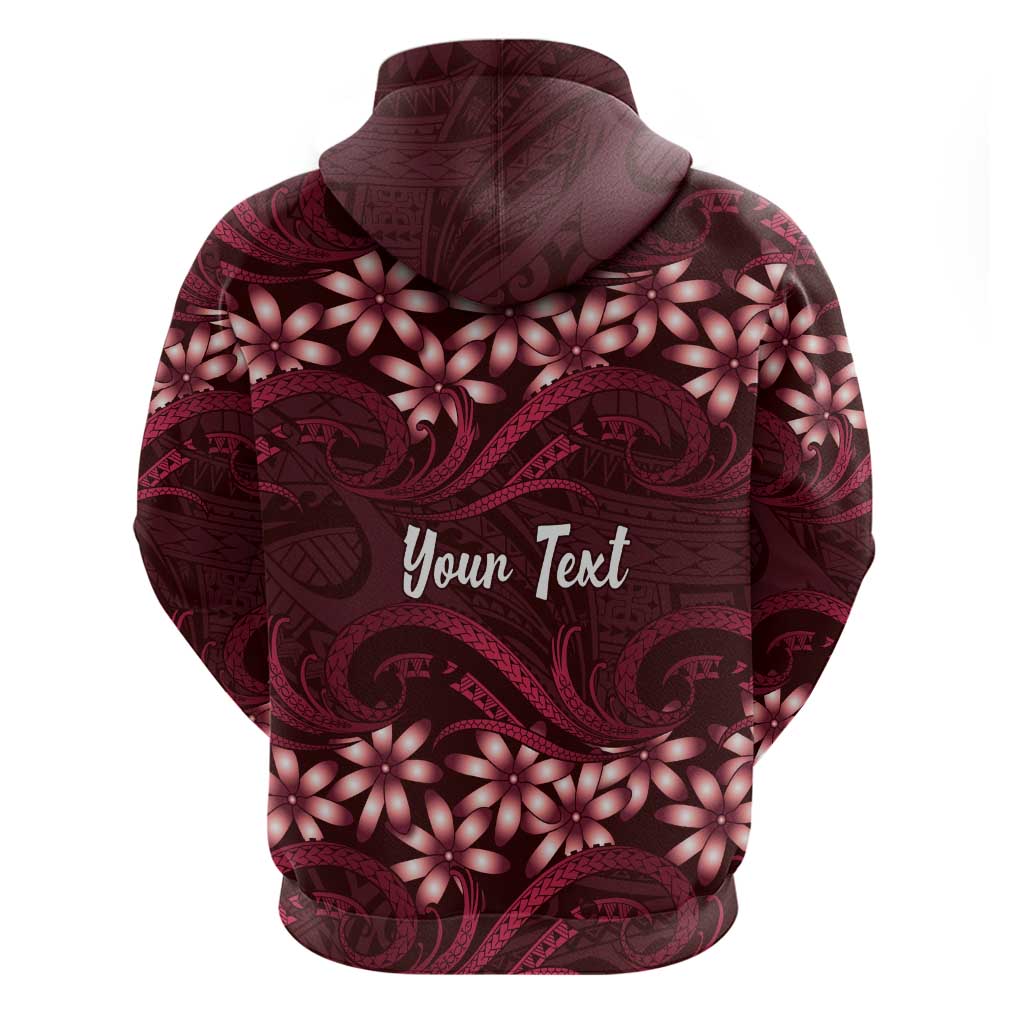 Personalised Cook Islands Mangaia Zip Hoodie Tiare Maori Polynesian Waves Tattoo LT14 - Polynesian Pride