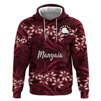 Personalised Cook Islands Mangaia Zip Hoodie Tiare Maori Polynesian Waves Tattoo LT14 Pullover Hoodie Burgundy - Polynesian Pride