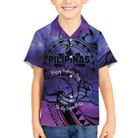 Philippines Father's Day Family Matching Short Sleeve Bodycon Dress and Hawaiian Shirt Polynesian Tattoo Galaxy Vibes