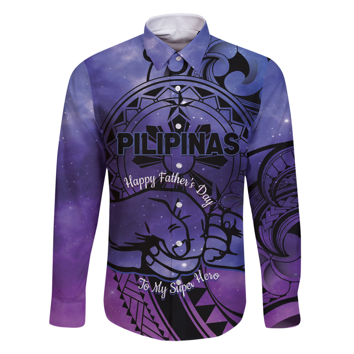 Philippines Father's Day Family Matching Summer Maxi Dress and Hawaiian Shirt Polynesian Tattoo Galaxy Vibes