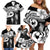 Guam Father's Day Family Matching Off Shoulder Short Dress and Hawaiian Shirt Chamorro Latte Stone Polynesian Pattern