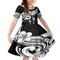 Guam Father's Day Family Matching Puletasi and Hawaiian Shirt Chamorro Latte Stone Polynesian Pattern LT14 Daughter's Dress Black - Polynesian Pride