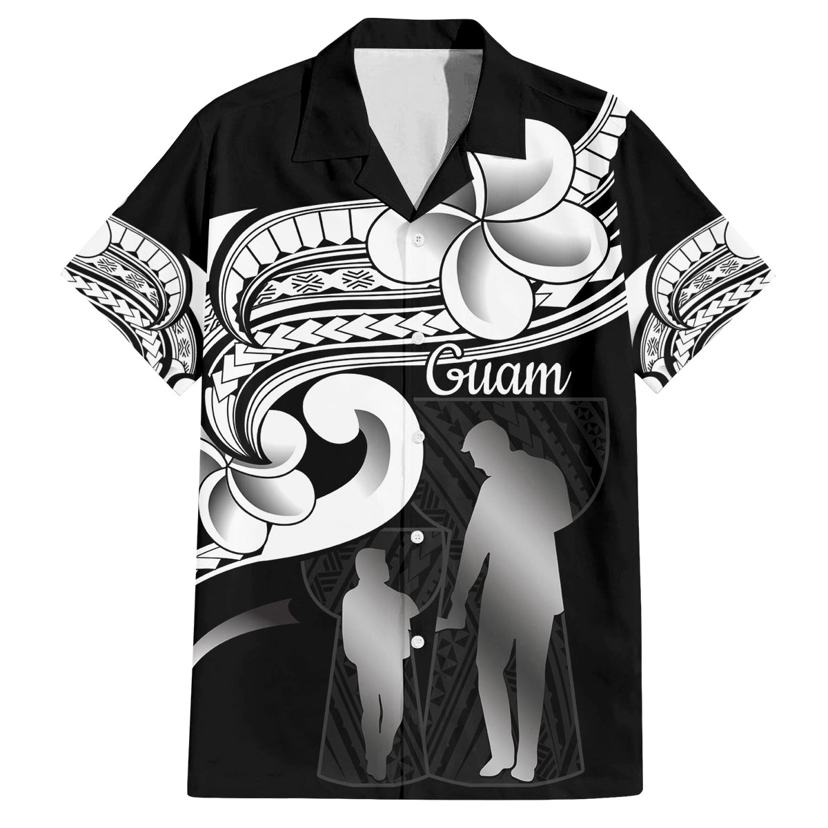 Guam Father's Day Family Matching Puletasi and Hawaiian Shirt Chamorro Latte Stone Polynesian Pattern LT14 Dad's Shirt - Short Sleeve Black - Polynesian Pride