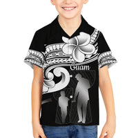 Guam Father's Day Family Matching Puletasi and Hawaiian Shirt Chamorro Latte Stone Polynesian Pattern LT14 Son's Shirt Black - Polynesian Pride