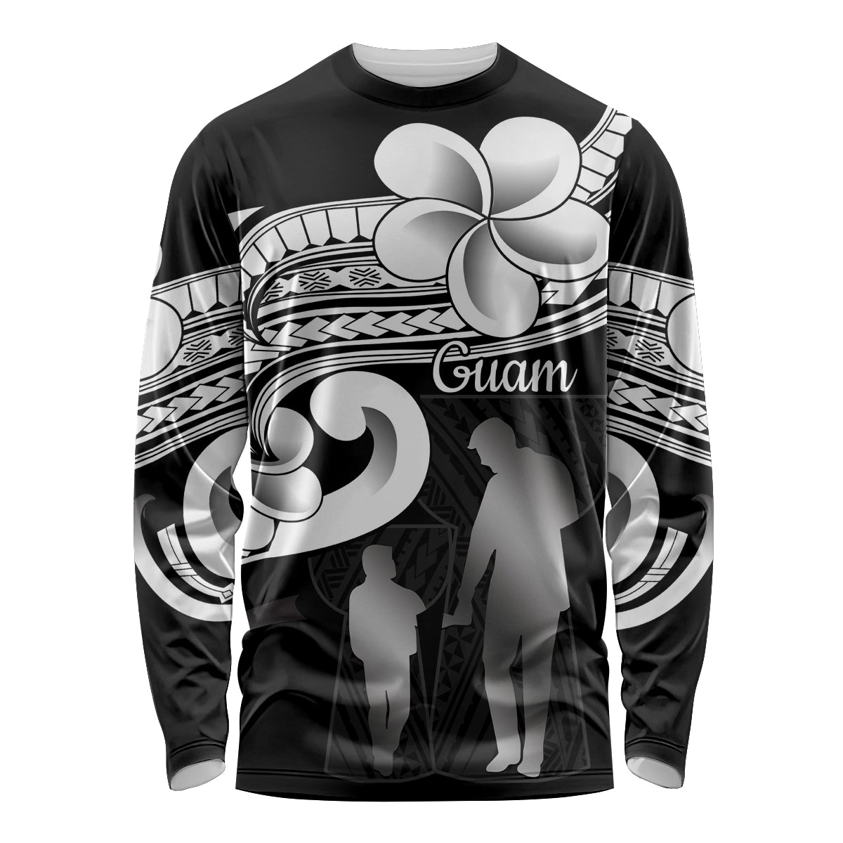 Guam Father's Day Long Sleeve Shirt Chamorro Latte Stone Polynesian Pattern