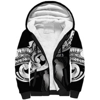 Guam Father's Day Sherpa Hoodie Chamorro Latte Stone Polynesian Pattern