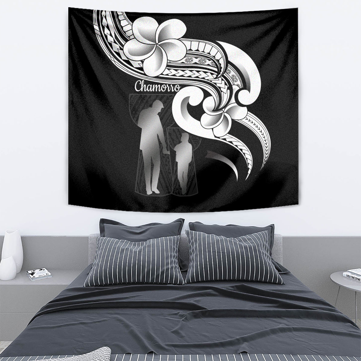 Guam Father's Day Tapestry Chamorro Latte Stone Polynesian Pattern