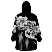 Guam Father's Day Wearable Blanket Hoodie Chamorro Latte Stone Polynesian Pattern