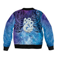 New Zealand Matariki Sleeve Zip Bomber Jacket Aotearoa Maori New Year Manaia Galaxy Vibes