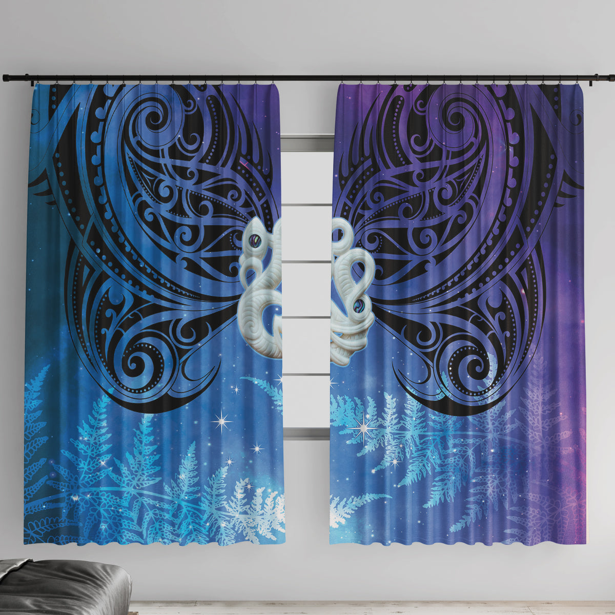 New Zealand Matariki Window Curtain Aotearoa Maori New Year Manaia Galaxy Vibes