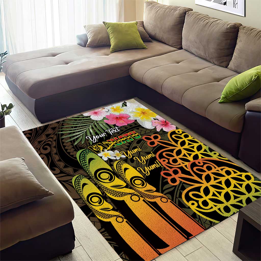 Personalised Vanuatu Independence Day Area Rug Carving Drum Sand Drawing Turtle